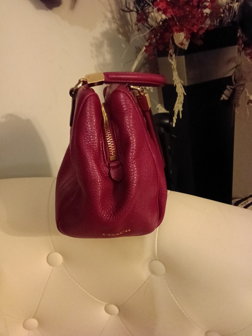 Coach Madison Mini Leather Top-Handle Satchel in Deep Berry - Picture 4 of 8